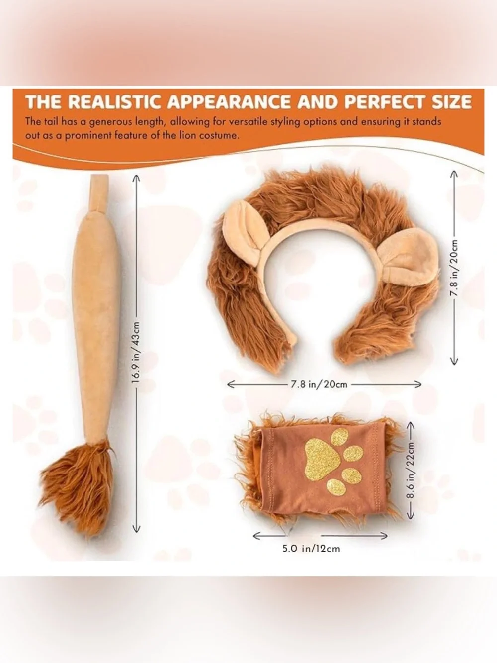 Lion Ears and Tail Set - Lion Costume - Ears Headband - Animal